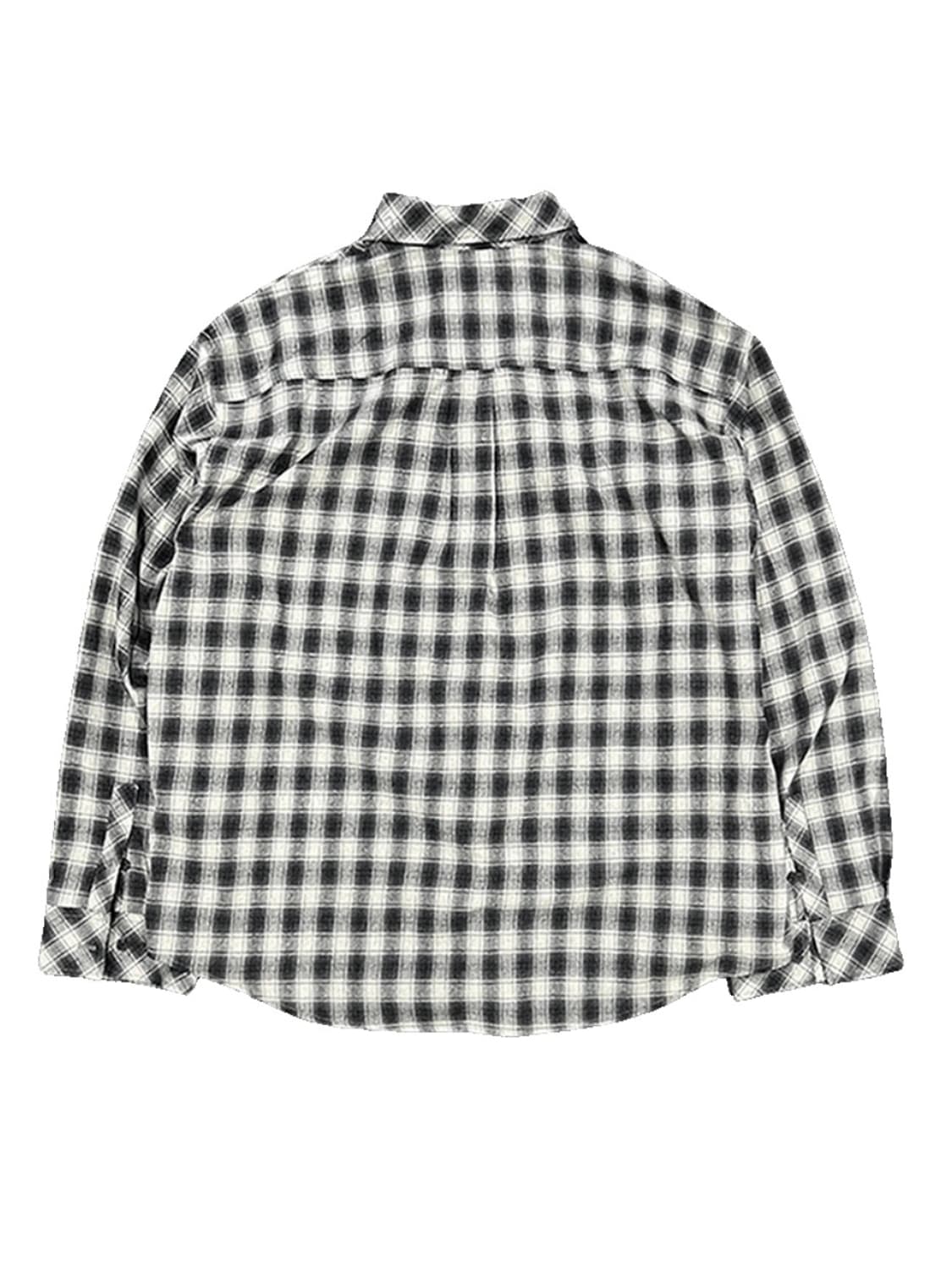 언더마이카 무.120 오리지널 로고 베이직 롱슬리브 체크셔츠 베이지 블랙 상품이미지2