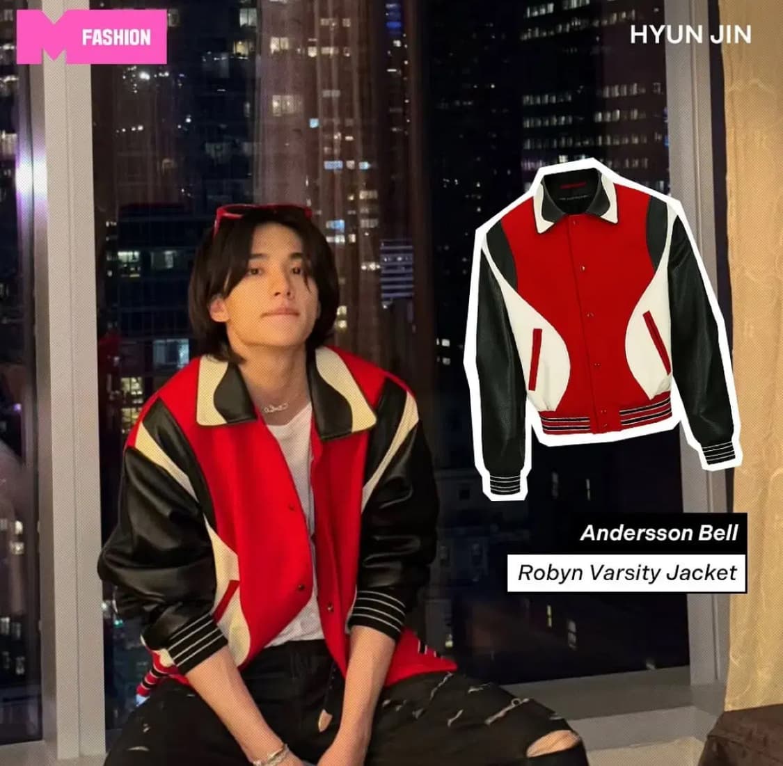 새상품(S)앤더슨벨 로빈 바시티 자켓 레드 상품이미지8