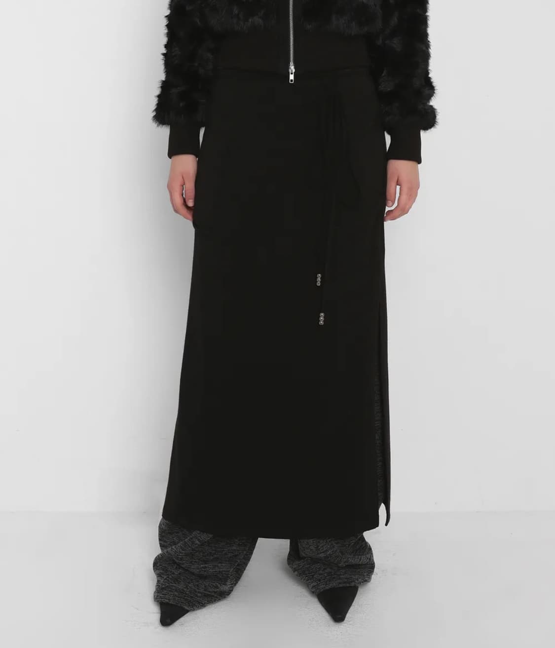 샌드릭 BRUSHED MAXI LONG SKIRT_BLACK 상품이미지1