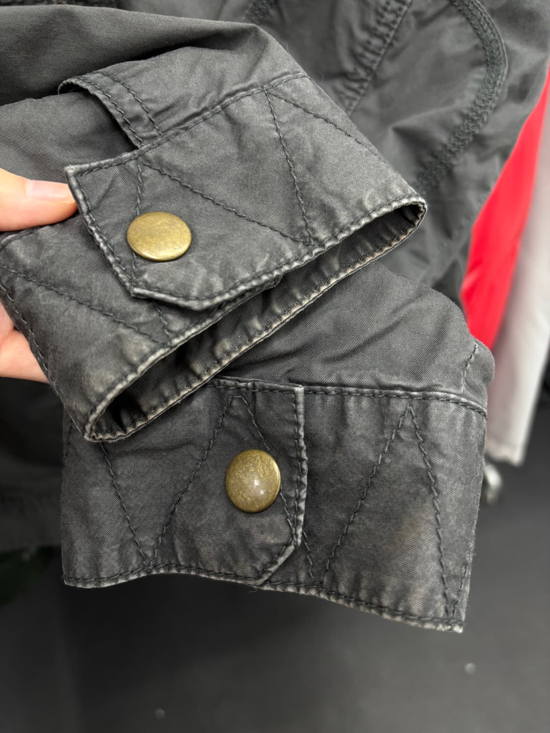 게스 넥버튼 코튼 바이커 자켓 상품이미지6