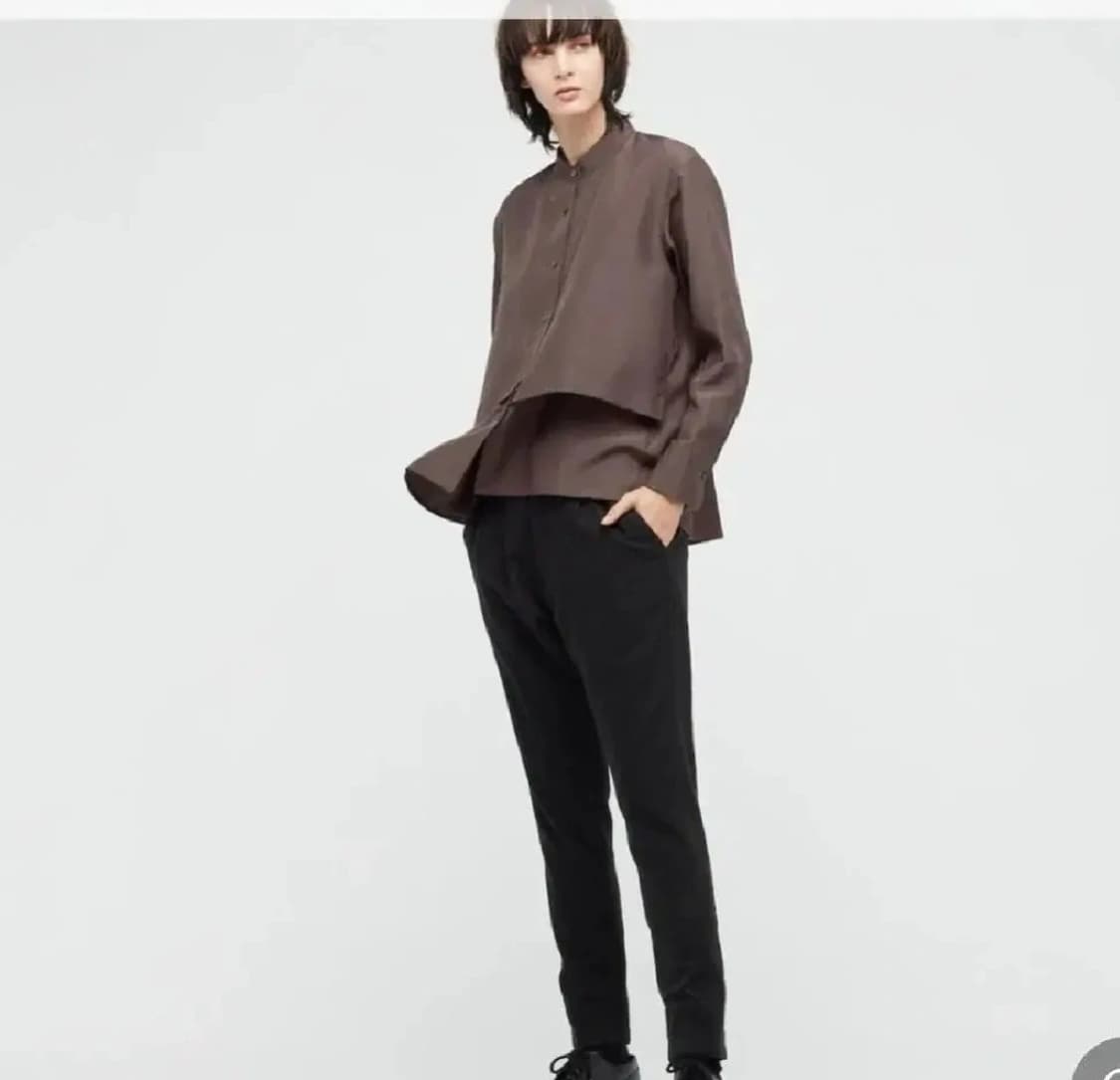 질샌더 유니클로 콜라보  실크 블라우스 퍼플 S  상품이미지3