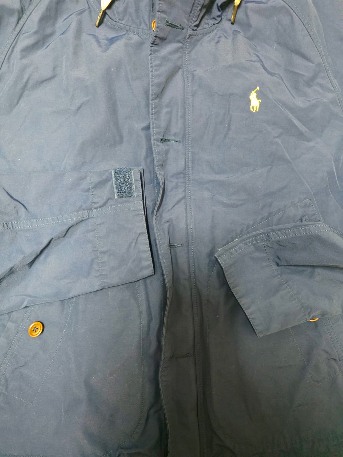 [폴로랄프로렌] 클래식 네이비 옐로우포니 후드 숏 바람막이 자켓 M  상품이미지3