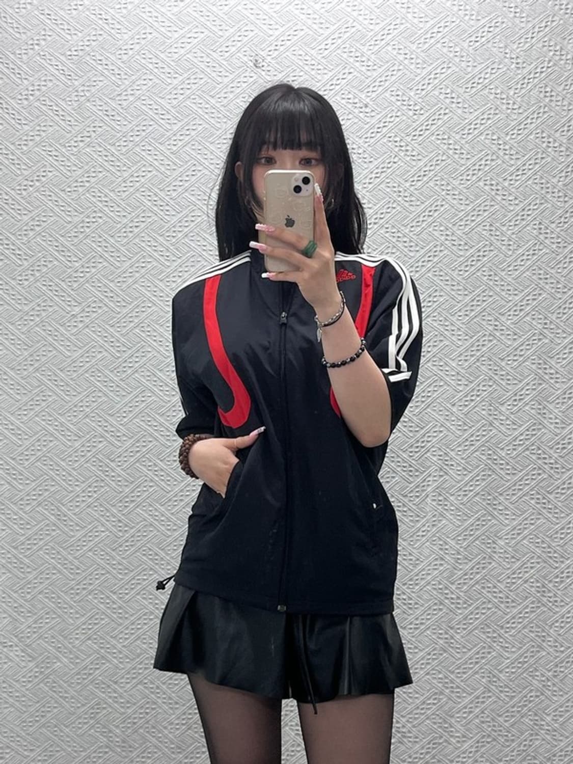 아디다스 올드스쿨 레트로 배색 반팔 바람막이 집업 95 C12095 상품이미지1