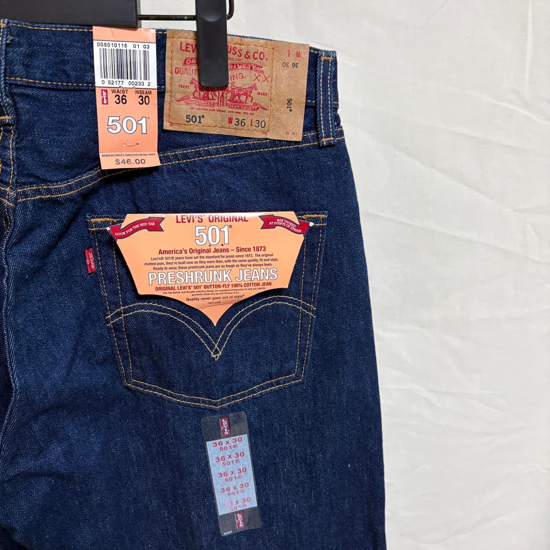 (새제품) 데드스탁 리바이스 501 프리슈렁크 생지데님 / W36,L30 상품이미지7