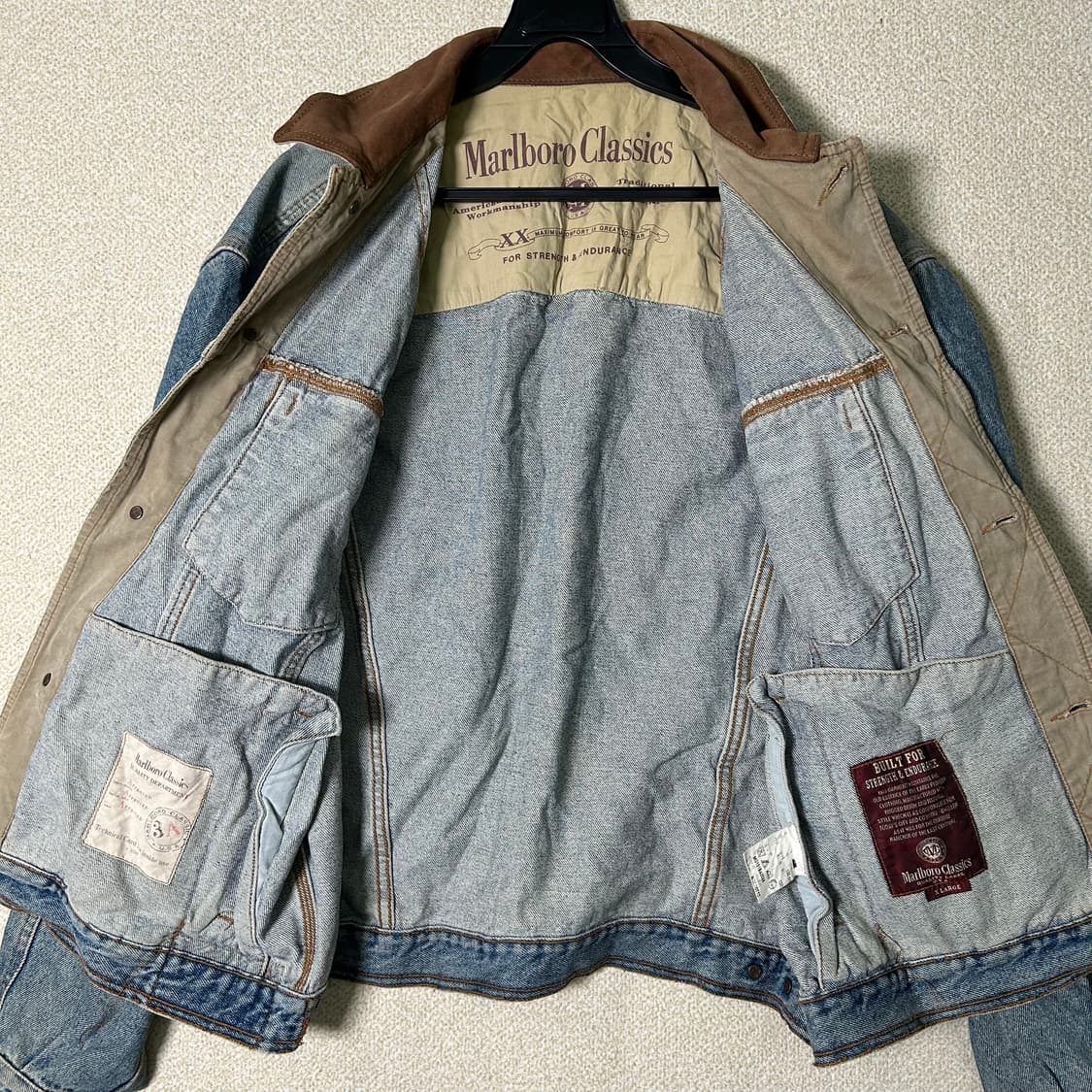 (XL) 90s 말보로 클래식 레더넥 데님 자켓 상품이미지8