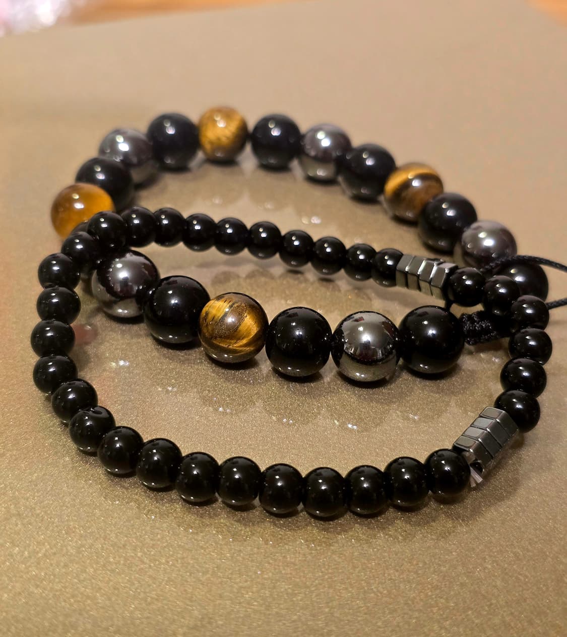 타이거아이 & 블랙 스톤 원석 팔찌 상품이미지1
