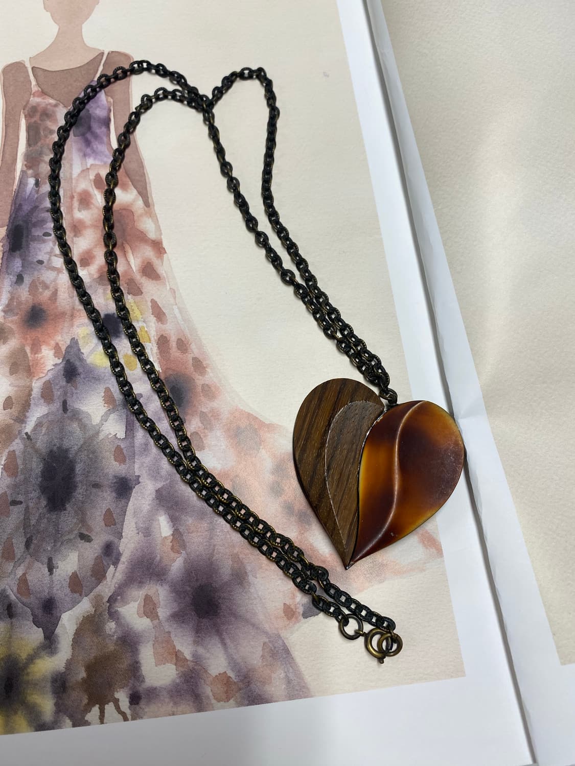빈티지 우드 하트 롱 체인 목걸이 상품이미지5