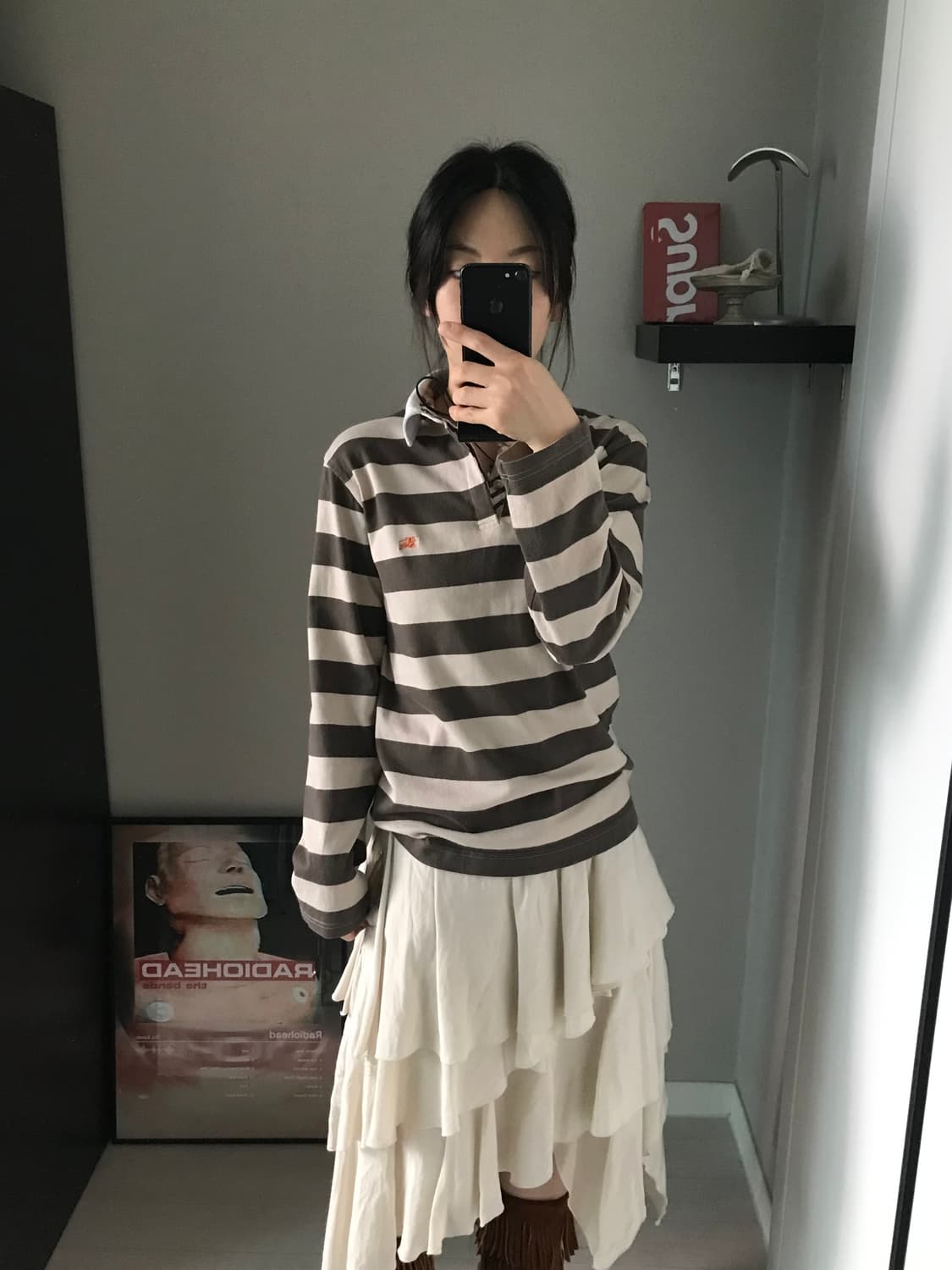 버버리 자수로고 스트라이프 넥카라 노바체크 럭비티 상품이미지3