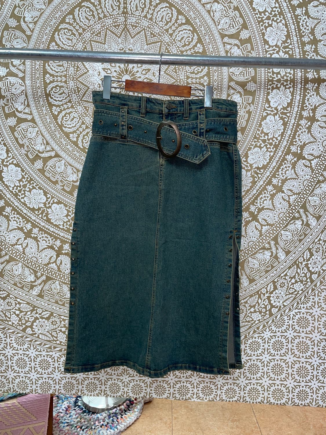 빈티지 여성 벨티드 데님 스커트  상품이미지3