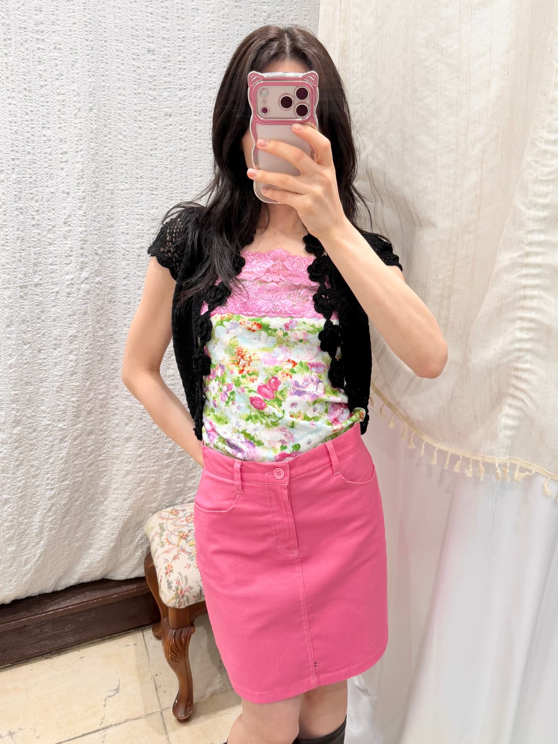 vivid pink midi skirt 상품이미지2