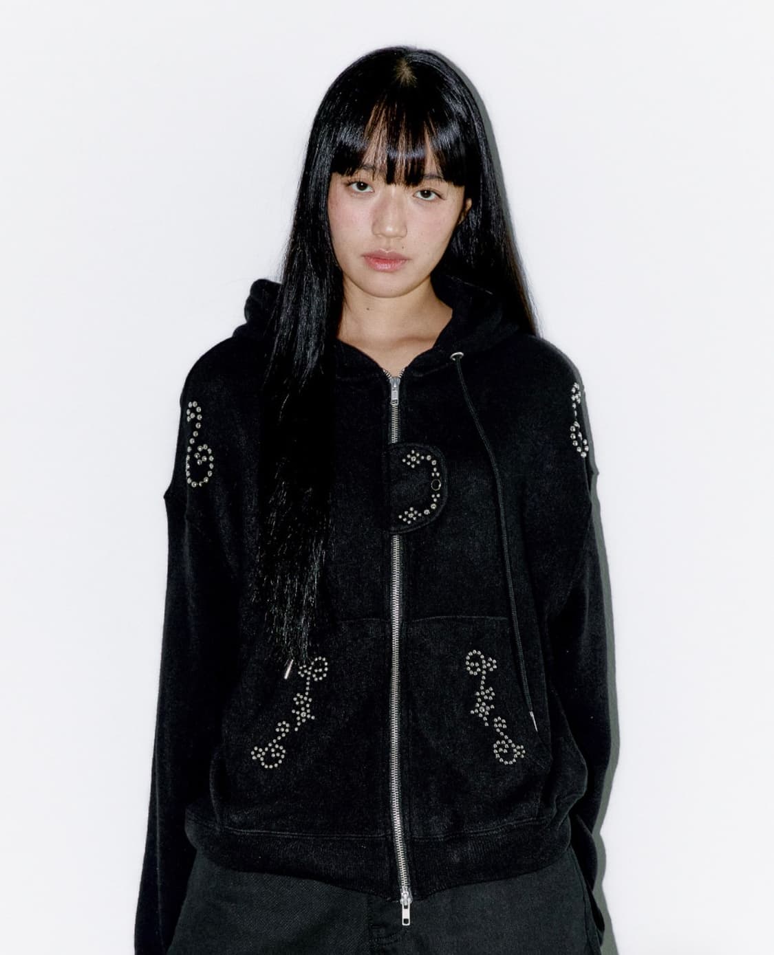 아일릿 이로하 착용) 오피쉬 스터드 투웨이 후드집업 상품이미지1