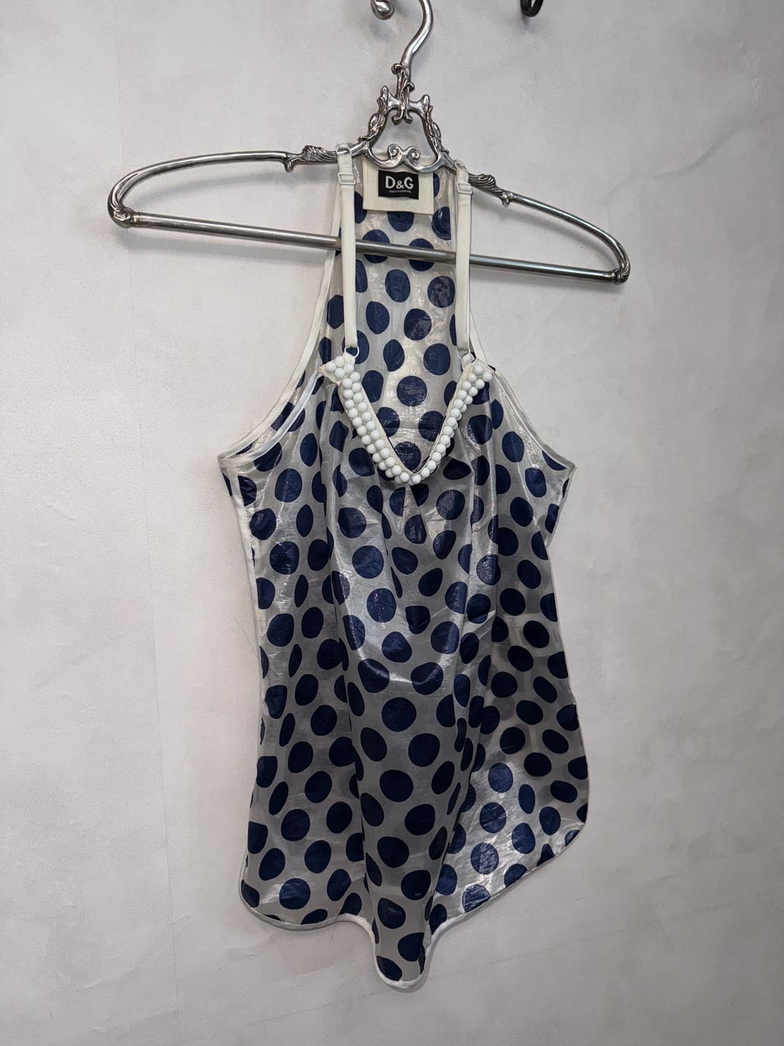 Dolce & Gabbana navy dot pvc silk 슬리브리스 상품이미지3