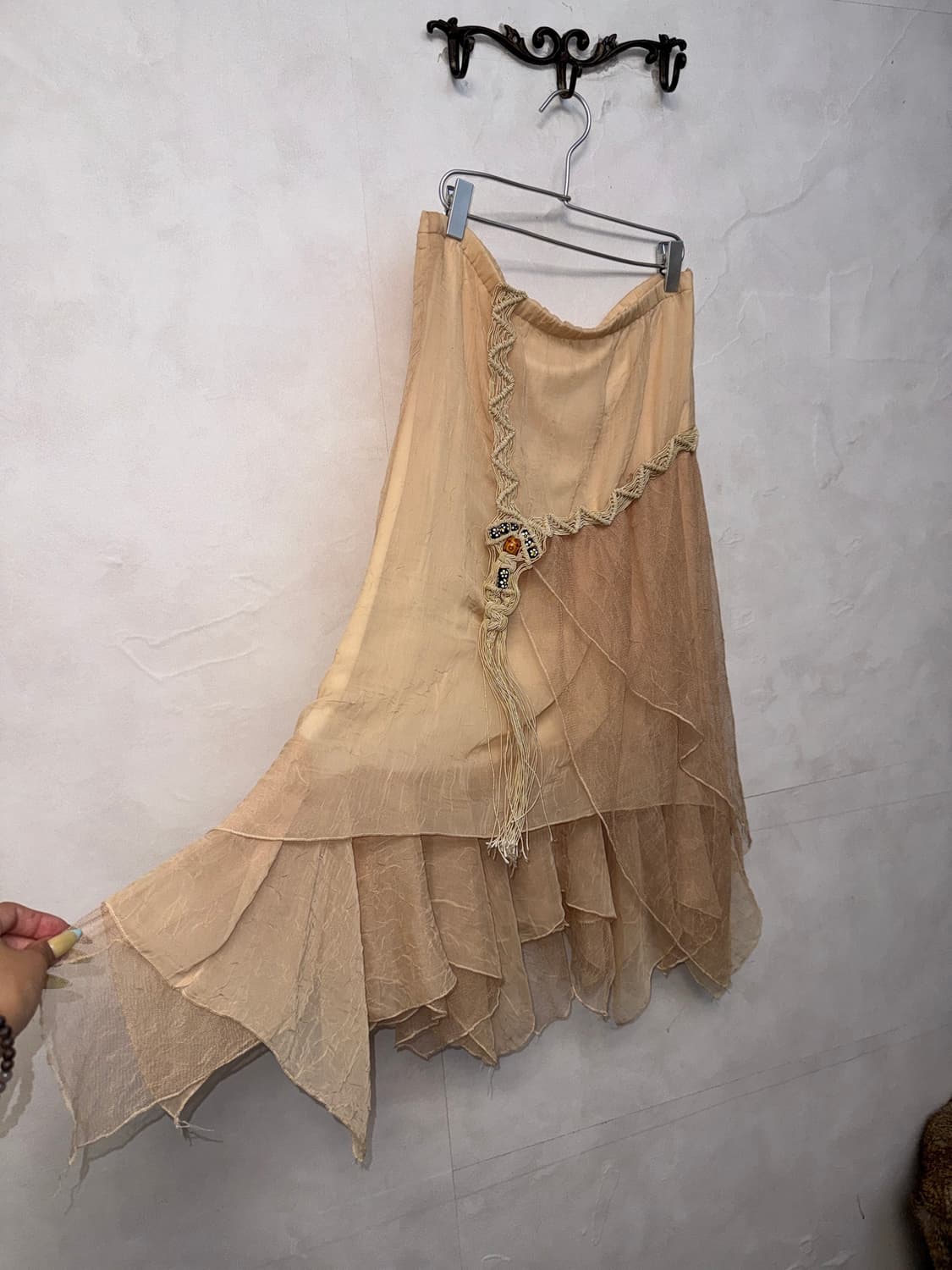 Pink beige ethnic fairy unbalanced skirt 상품이미지3