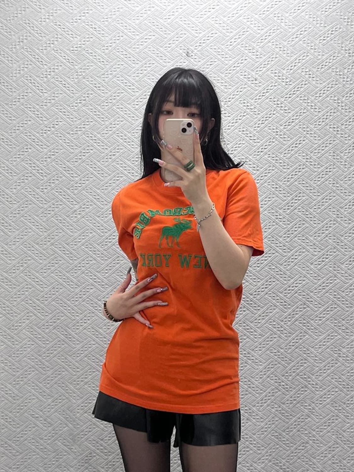 아베크롬비 레트로 Y2K 대장급 오렌지 반팔티 M C12633 상품이미지1