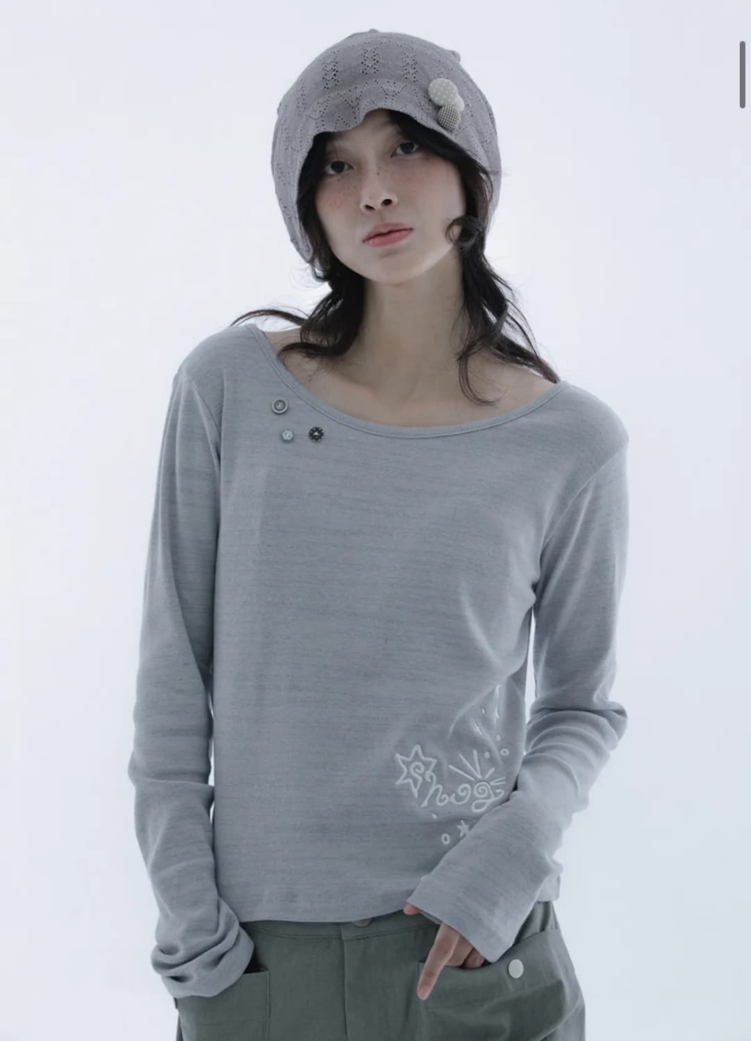 허그 스티치 니트 티 (그레이시 핑크) 상품이미지1