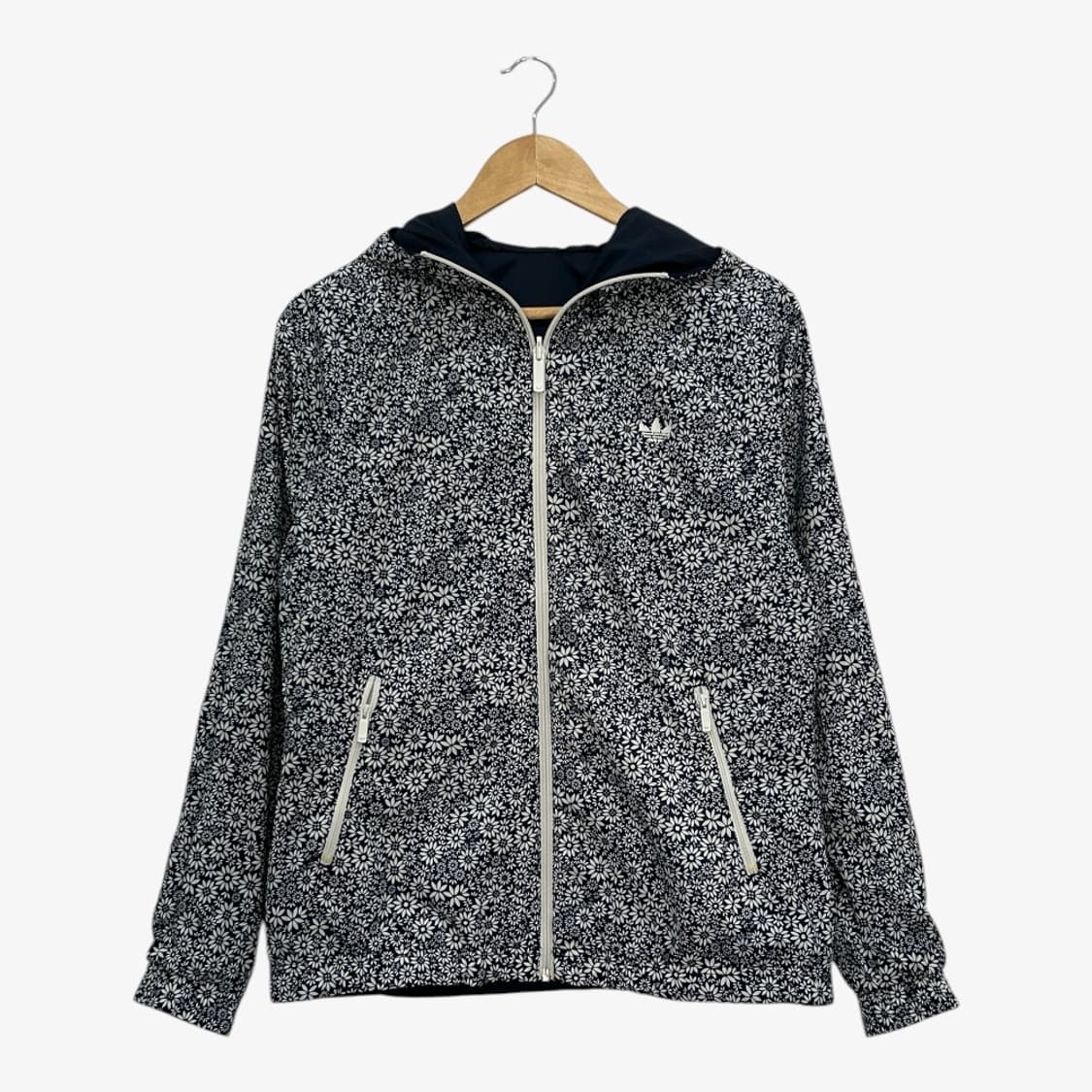 아디다스 플라워 리버시블 후드 바람막이 여성 M 네이비 상품이미지1