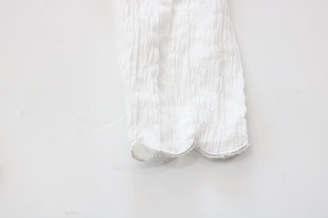 빈티지 화이트 스칼럽 헴 셔링 크롭 볼레로 가디건 상품이미지8