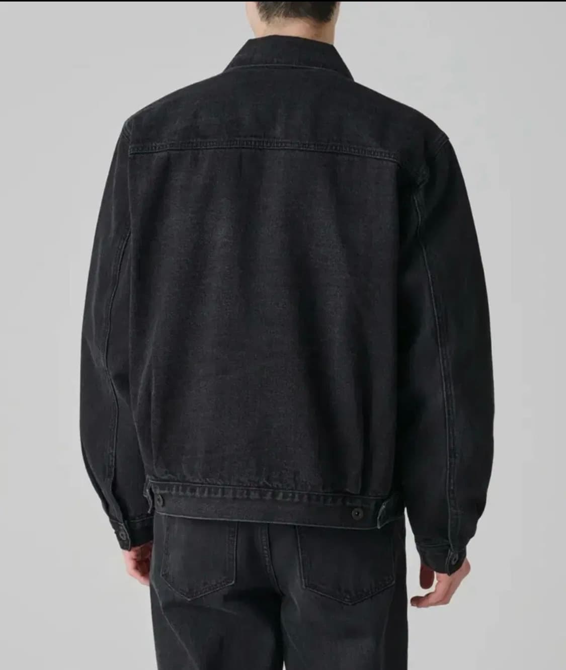 무신사 스탠다드 릴렉스드 플리츠 데님 트러커 재킷 워시드 블랙 [M] 상품이미지3