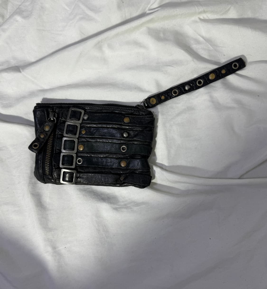 디젤 블랙 골드 버클 스트랩 스터드 레더 지갑 y2k 펑크 상품이미지1