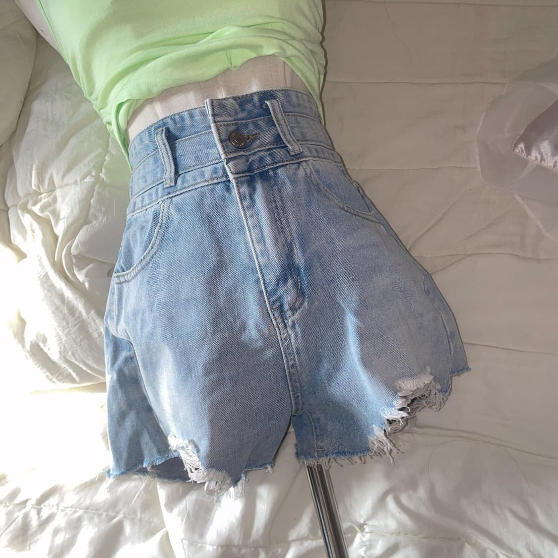 룩앳민 홀터넥 반팔 형광색 나시 캡내장 홀터넥 상품이미지5