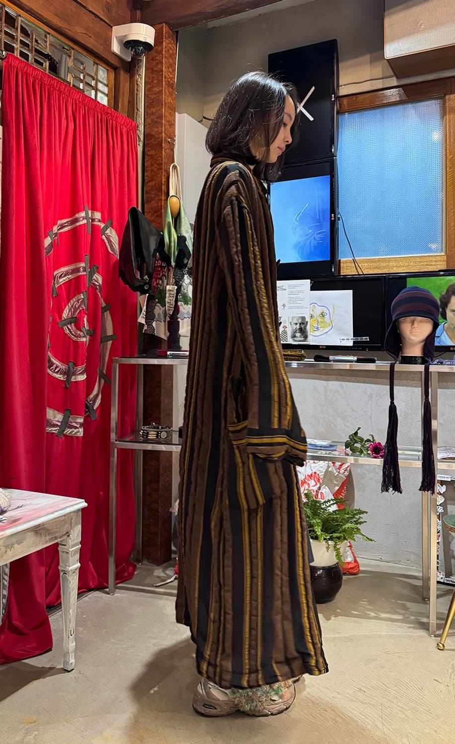 CMMN SWDN 스트라이프 로브 코트 (New) 상품이미지8