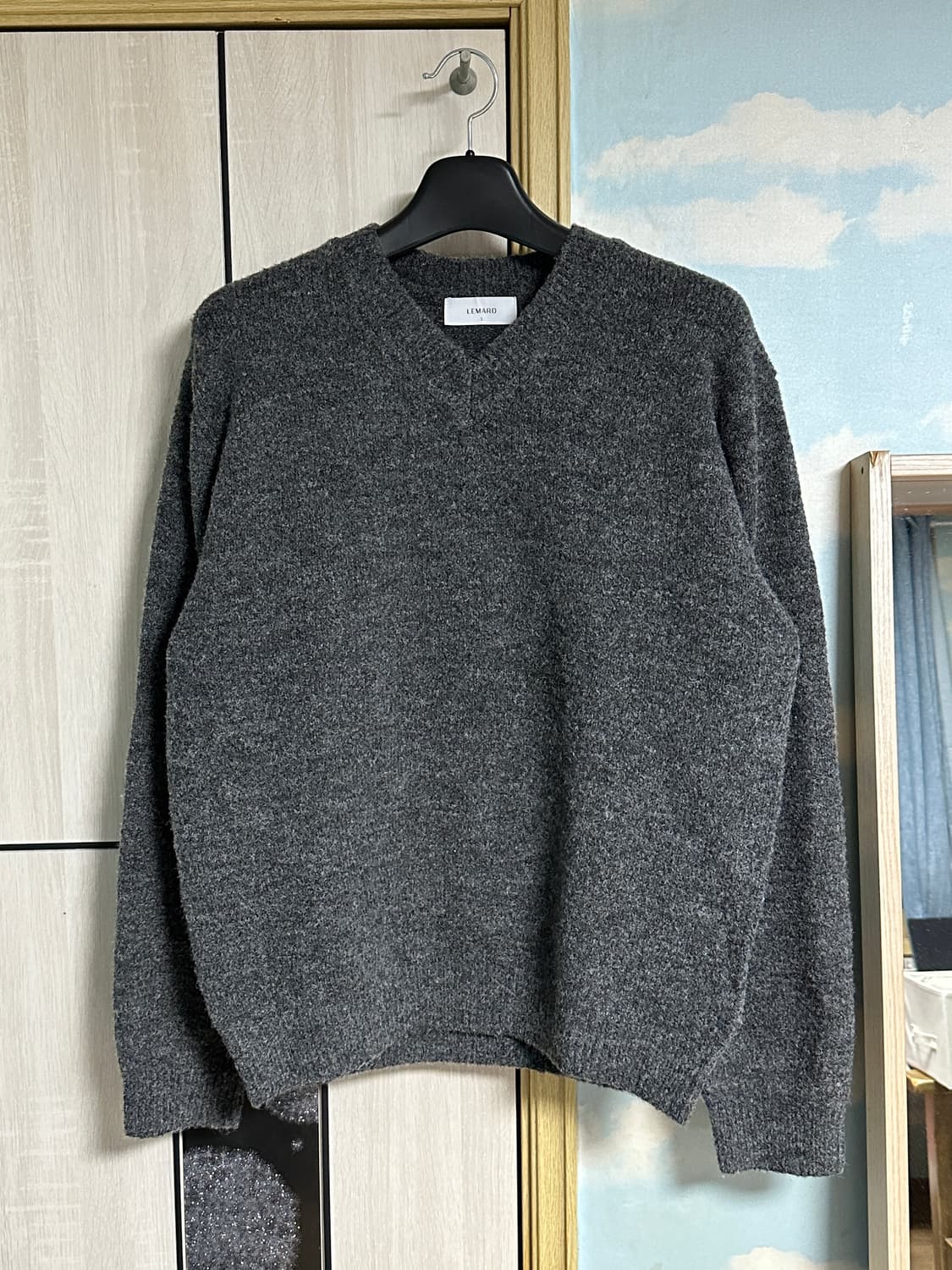 (3) 르마드 울 오버핏 V넥 니트 - 차콜 상품이미지2