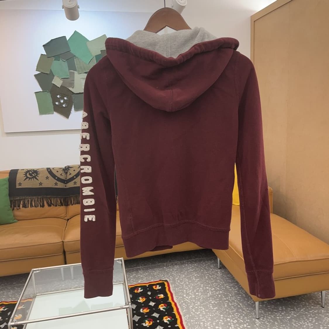 아베크롬비 레트로 Y2K 버건디 후드 집업 S C06933 상품이미지4