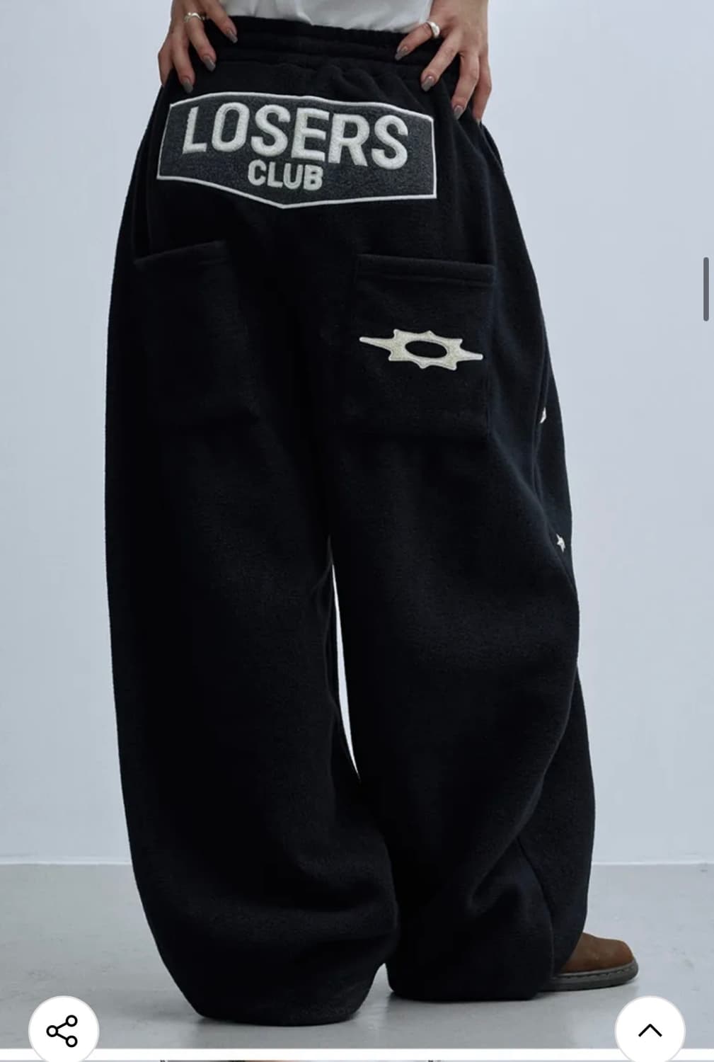 루저스클럽 스타 스터드 와이드 후리스 스웻팬츠 블랙 사이즈2 상품이미지2