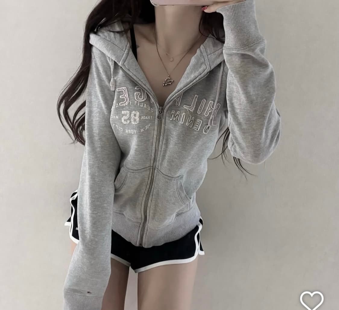 솜빈티지 타미힐피거 그레이핑크 후드집업 상품이미지2