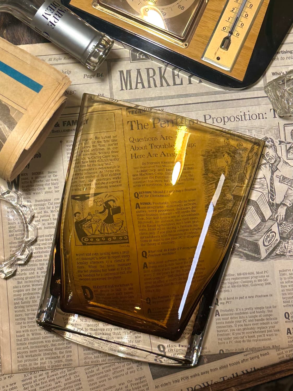 Polish vintage Krosno oval amber vase 상품이미지2