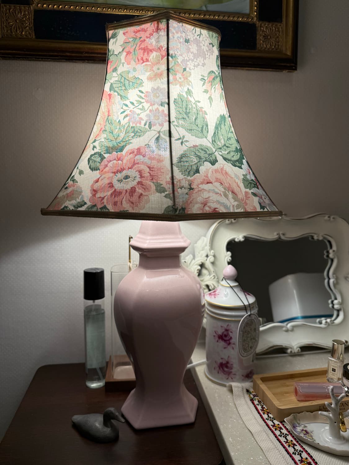 영국플로럴핑크포세린(도자기)스탠드조명 상품이미지4
