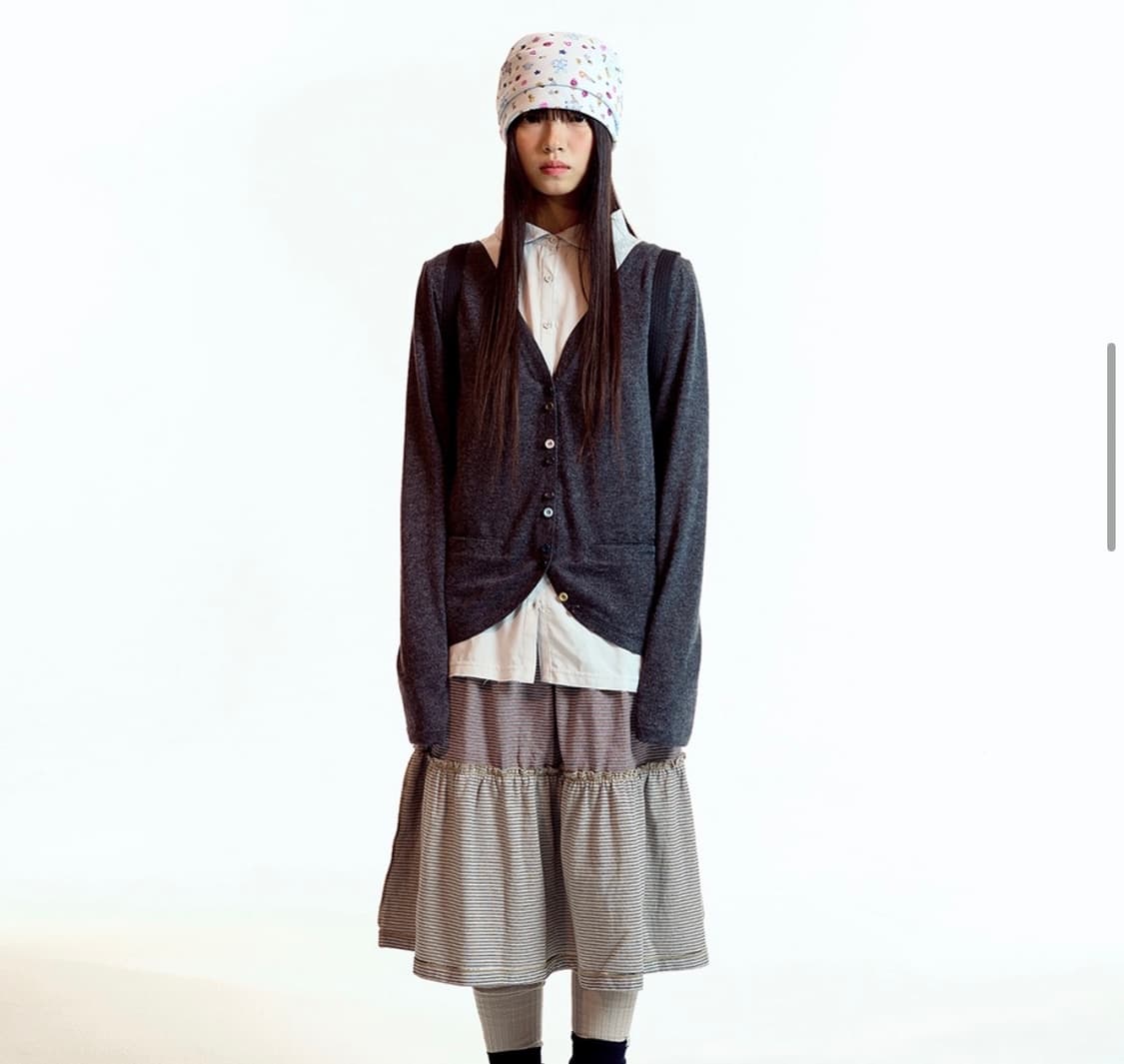 코이세이오 레이어드 셔츠 가디건 다크 그레이 사이즈1 상품이미지2