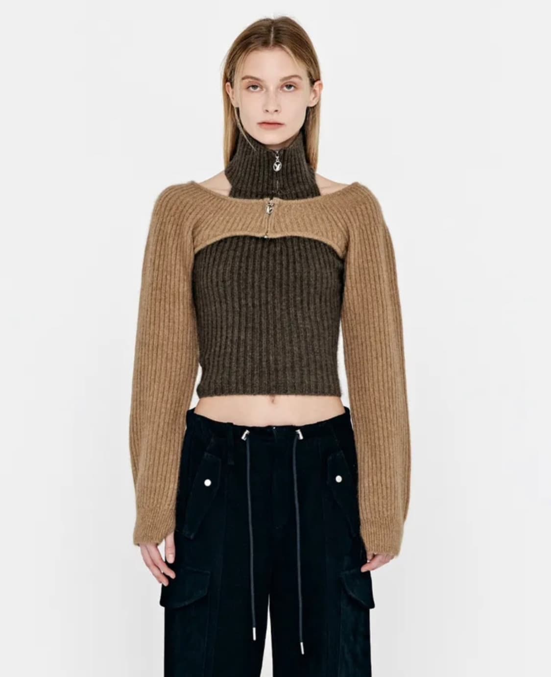 유즈 Yuse 폭스 라쿤 볼레로 니트탑 상품이미지4