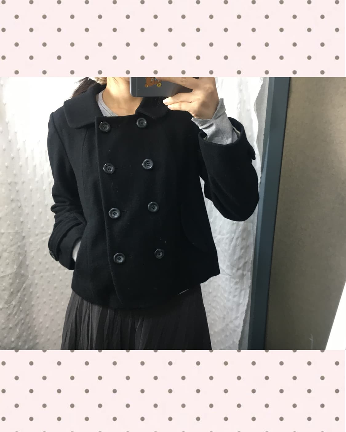 블랙 카라 울혼방 숏코트 상품이미지3