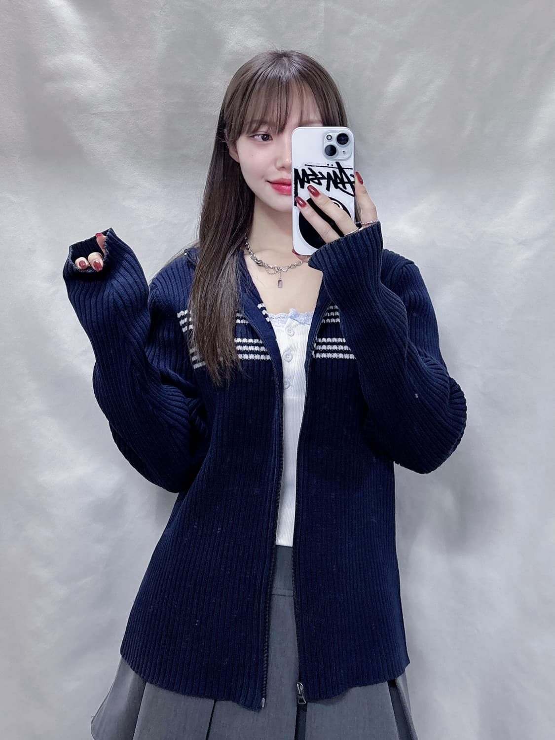 폴로 진스 넥로고 니트집업 상품이미지2