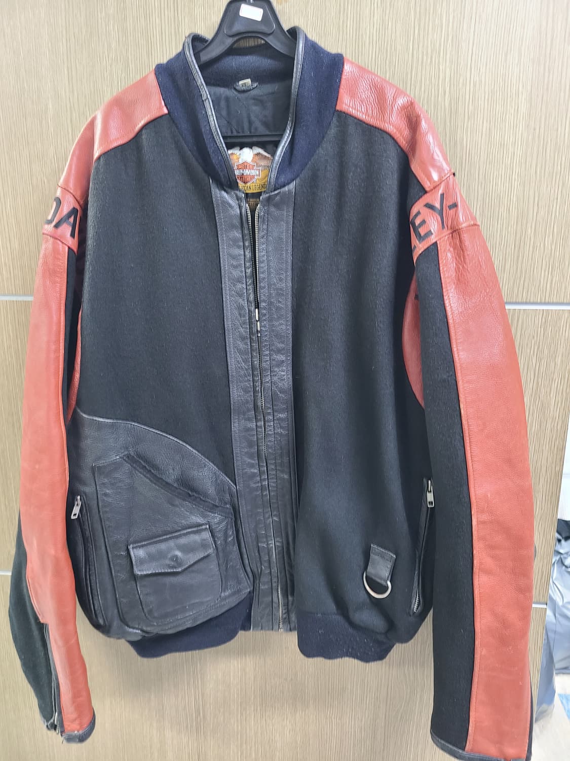 할리데이비슨 모 가죽 배색 블루종 자켓 상품이미지1