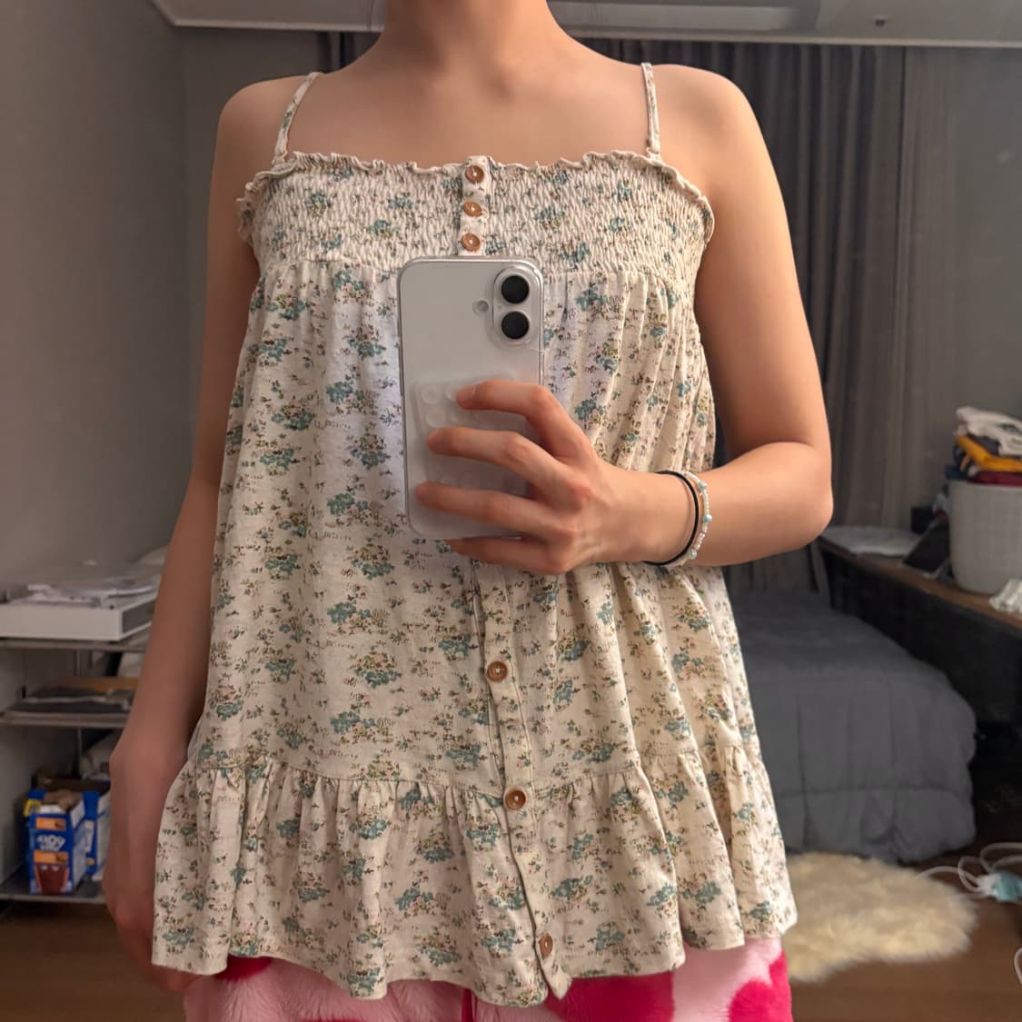  잔꽃 플라워 캐미솔 나시 블라우스 모리걸 하구미 상품이미지2