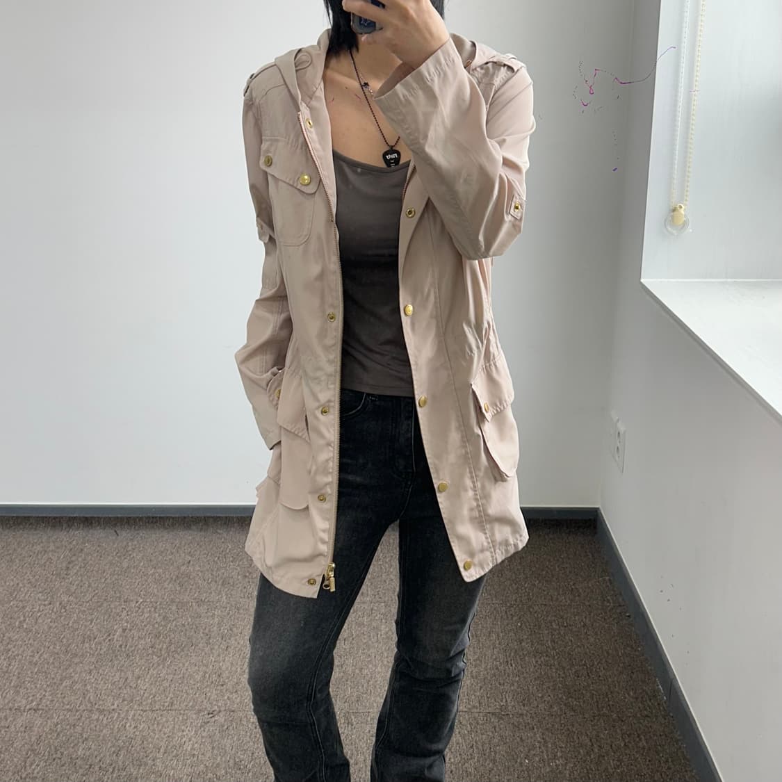 Barbour 바버 베이지 아노락 롱 자켓 상품이미지1