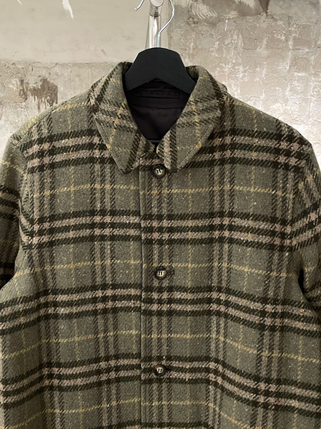 버버리 그린 앤 카키 노바체크 리버시블 폴리 울 버튼 자켓 상품이미지2