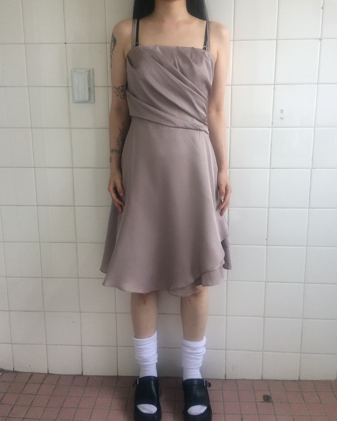 Shirring point glitter sleeveless one pi 상품이미지7