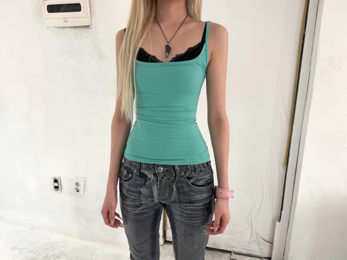 Kyoiii LACE SLEEVELESS 쿄이 레이스 슬리브리스 민트 상품이미지2