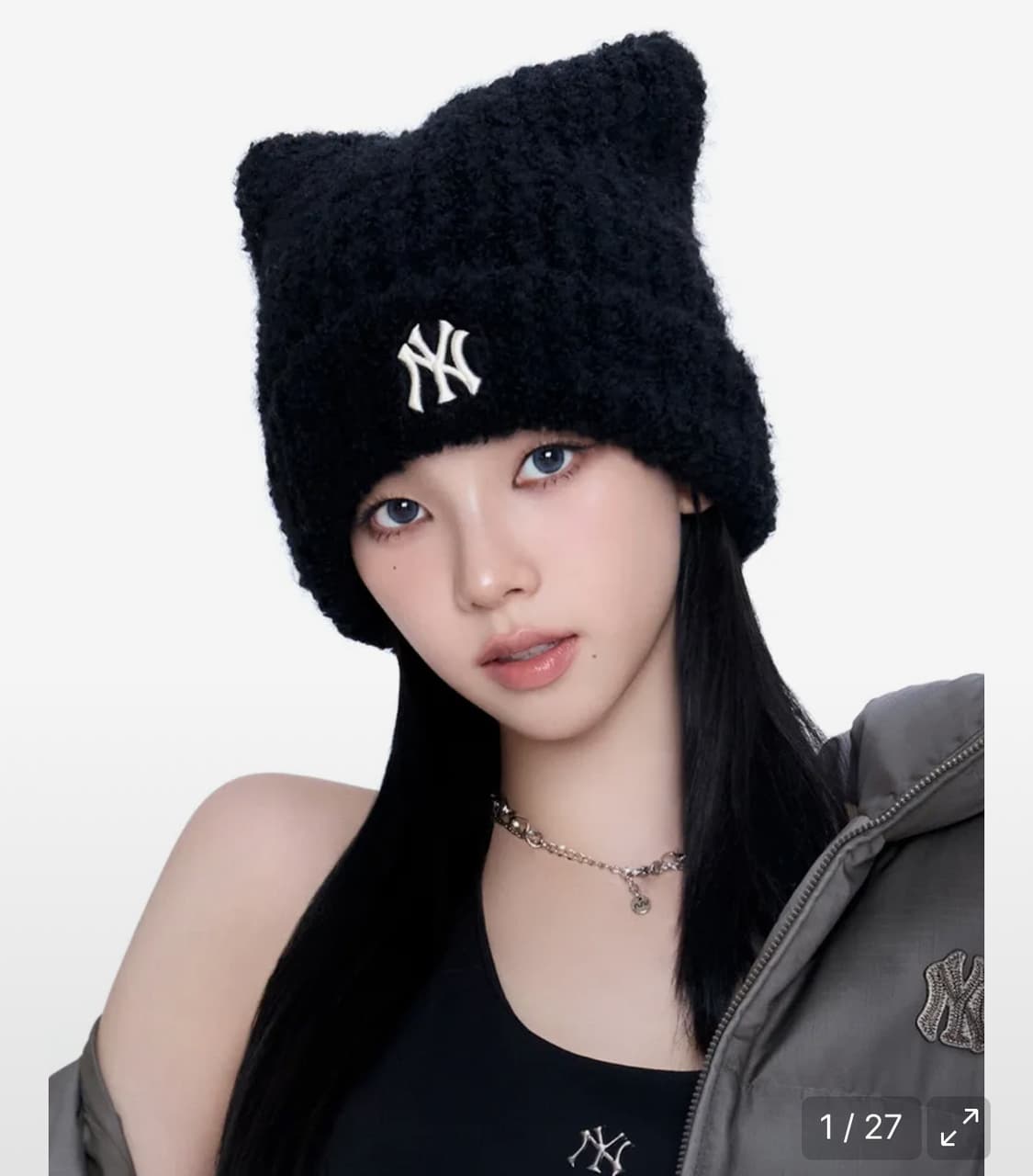 MLB 플러시 미야옹 비니 NY BLACK 상품이미지1