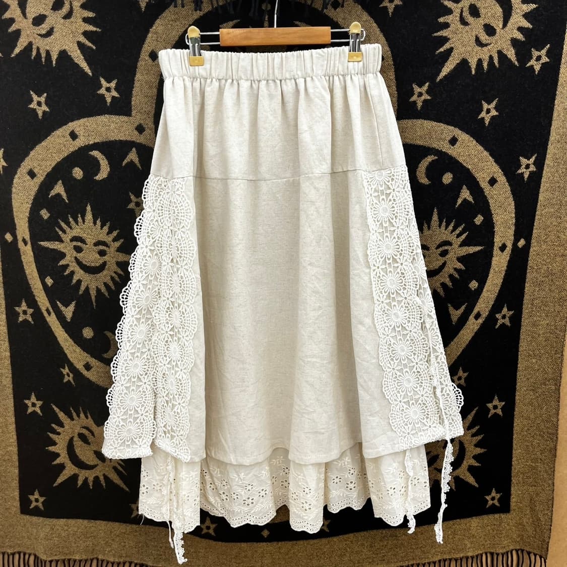 빈티지 러블리 모리 플라워 레이스 캉캉 플레어 롱스커트 K0111 상품이미지4