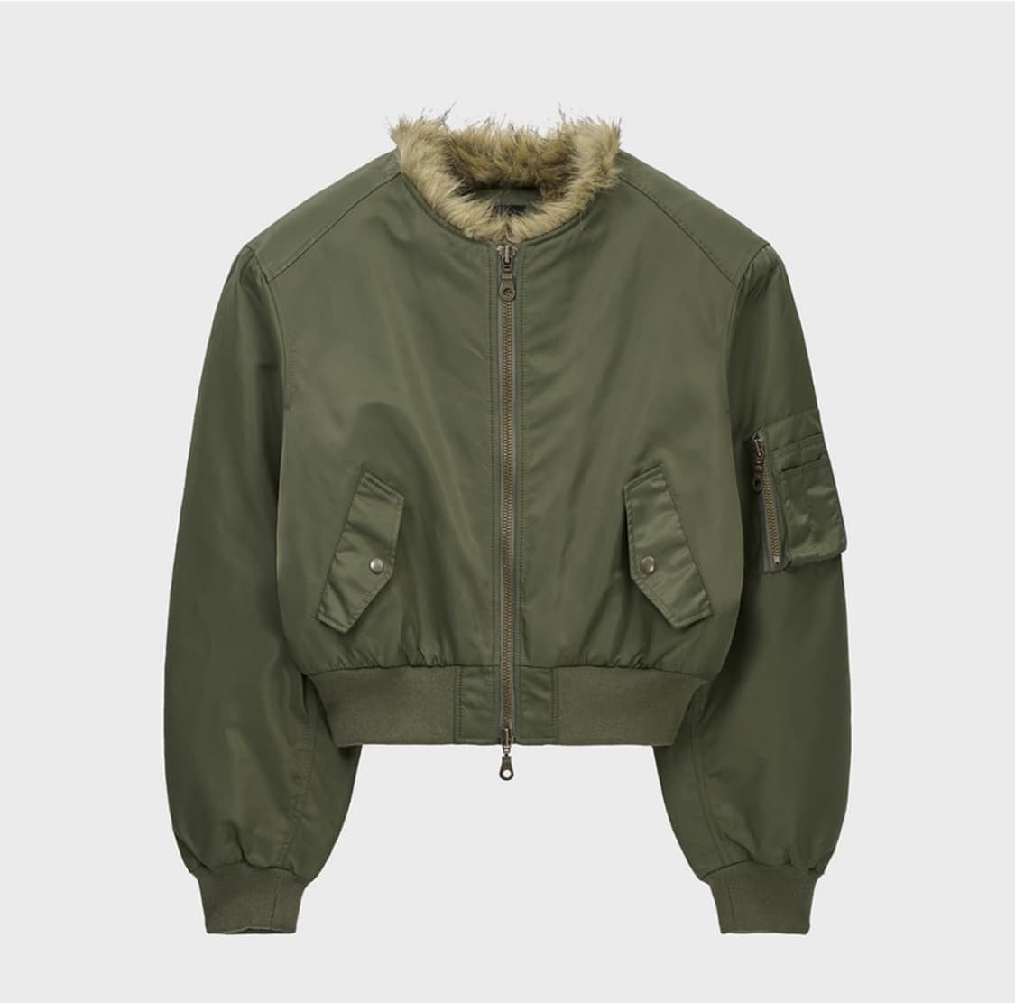 노이어 샤기 퍼 ma-1 카키 52 상품이미지1