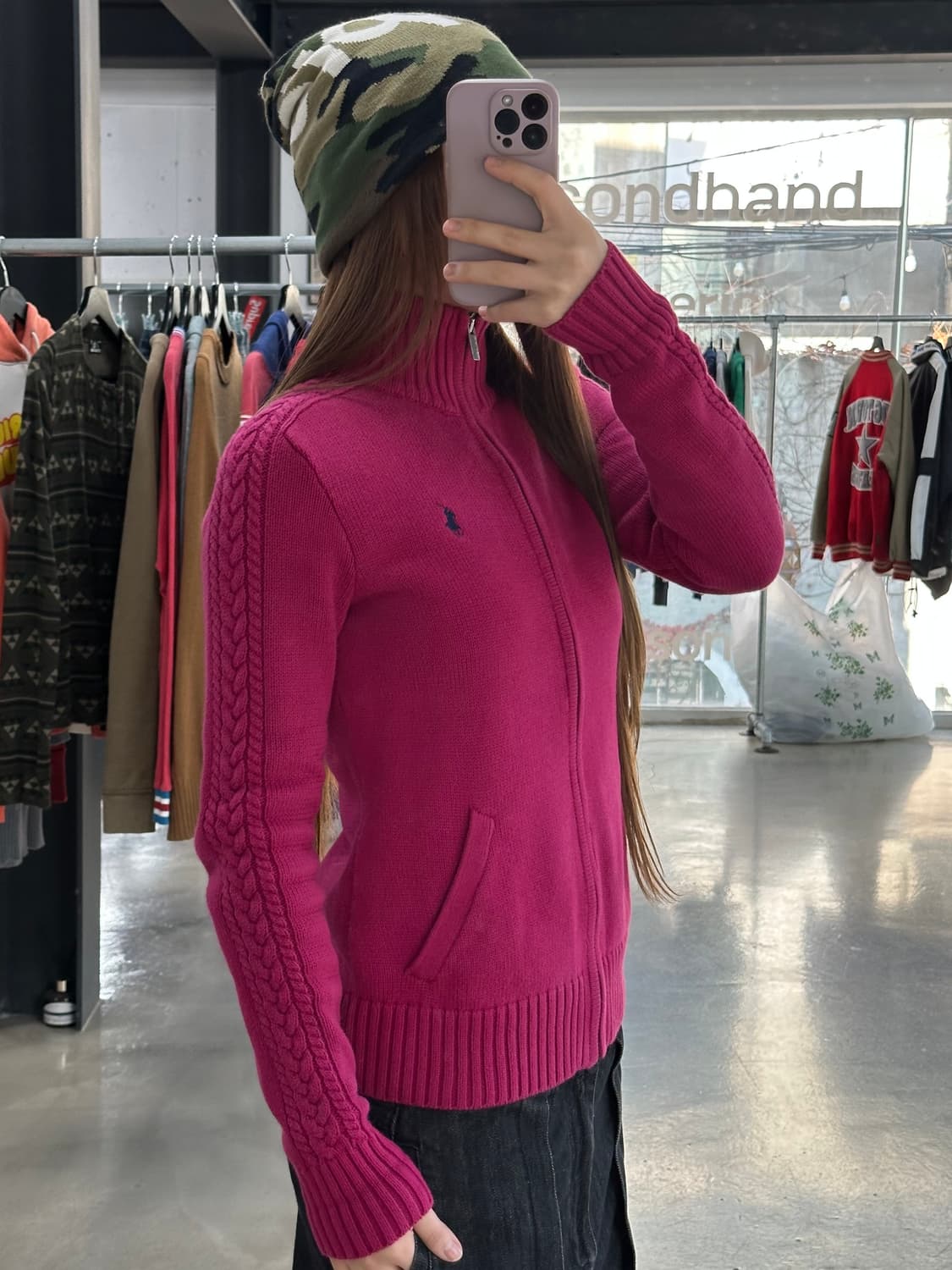 폴로랄프로렌 니트집업 핑크 상품이미지1