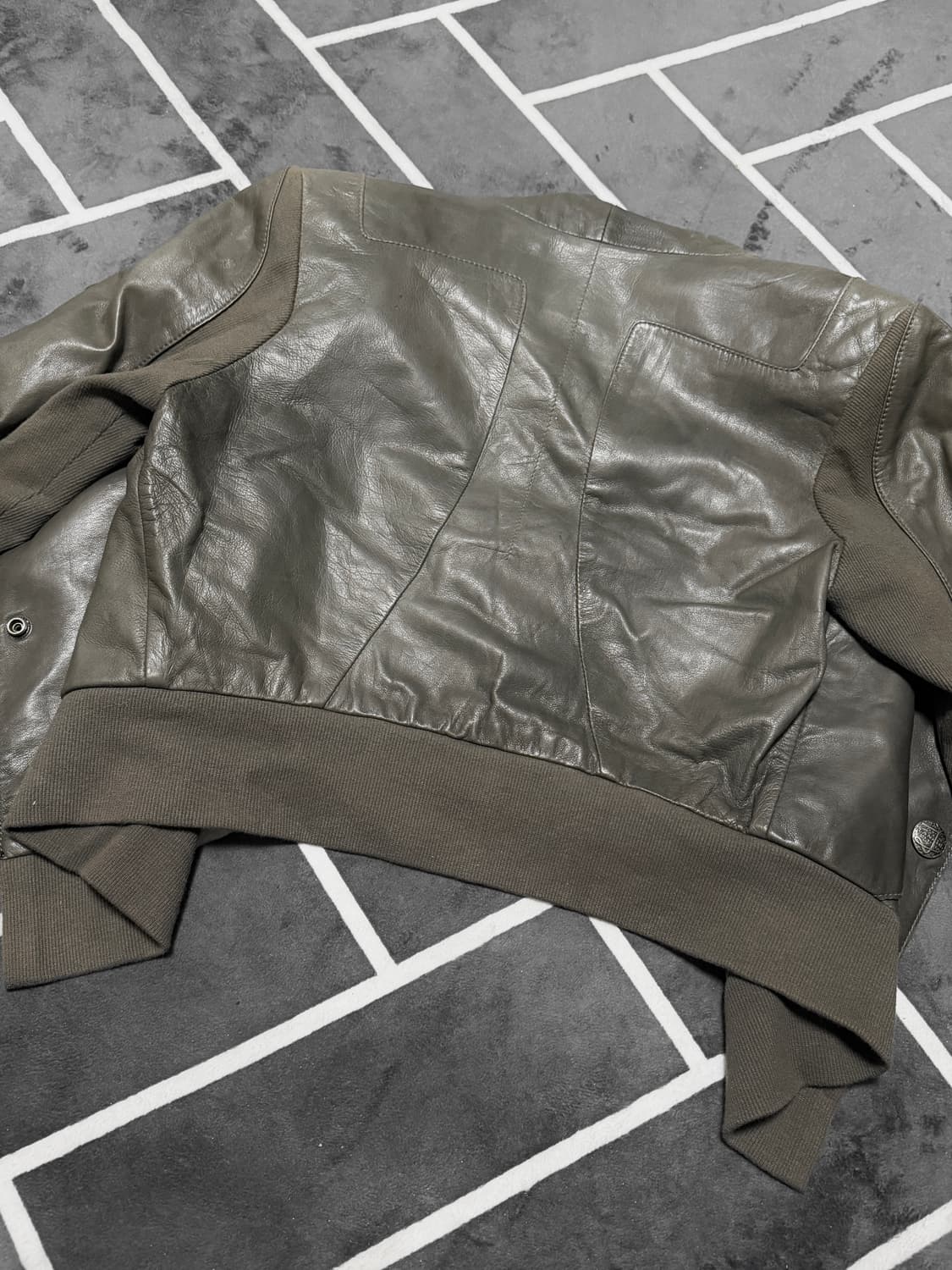 큐빈 큐빈티지 릭오웬스깔 릭깔 사선 레더 가죽 자켓 상품이미지5