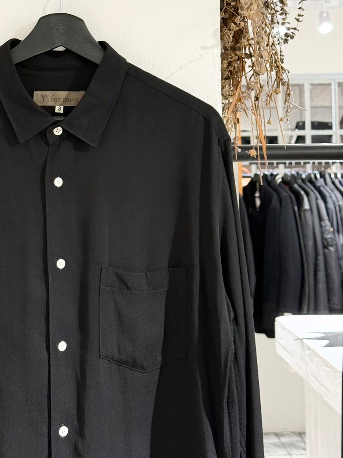 와이즈 포 맨 블랙 베이직 칼라 코튼 셔츠 상품이미지3