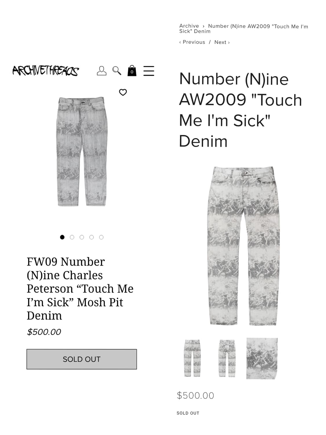 [RARE] AW2009 "Touch me I'm sick" Denim 상품이미지2