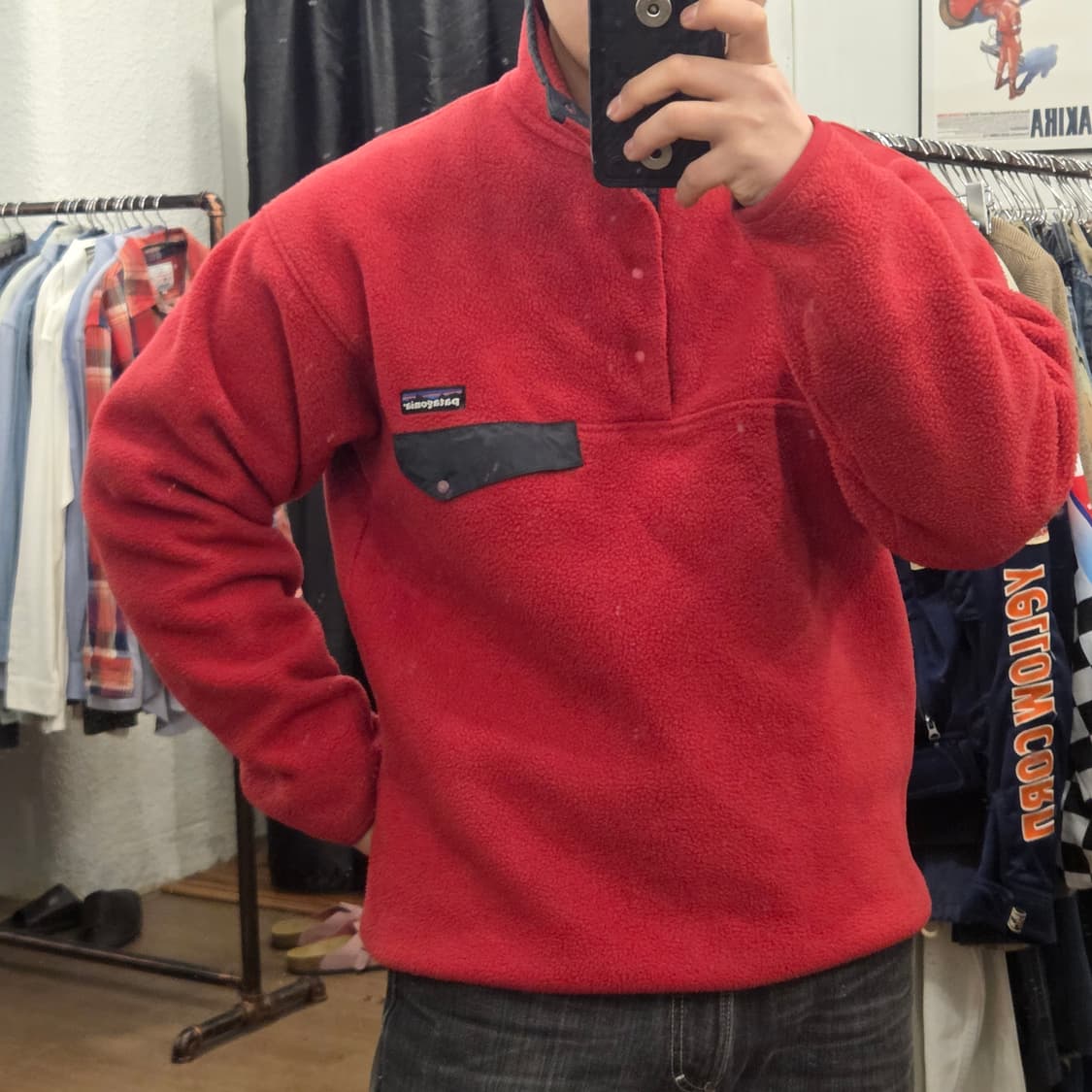 90s 파타고니아 신칠라 스노우리스 눈없산 레드 빨강 m 상품이미지8