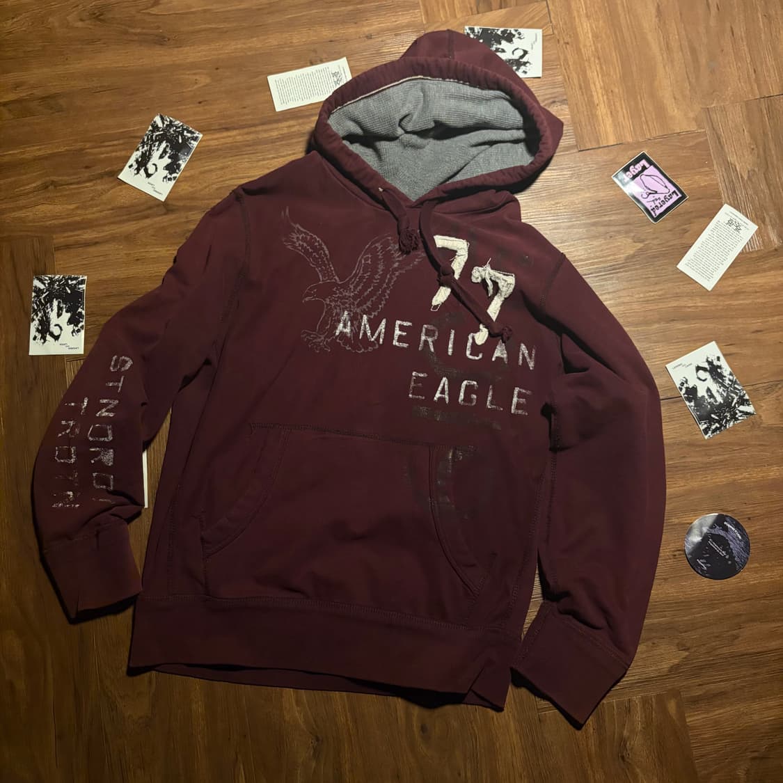 00S American eagle 프린트 그런지 후드티 상품이미지4